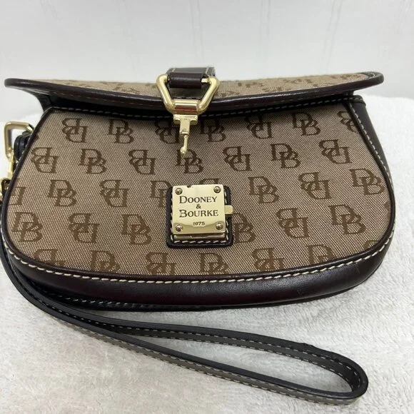 Dooney & Bourke Signature Brown Wristlet - Picture 2 of 6